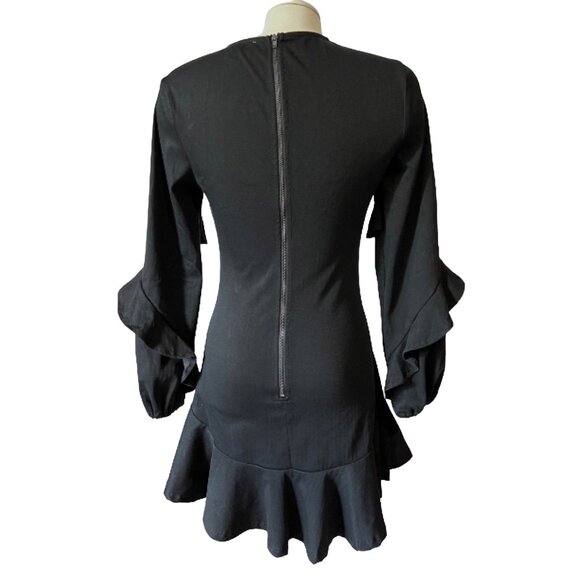 Shilla The Label Allure Frill Black Dress Sz Small Womens Ruffle Long Sleeve Min - Picture 7 of 14